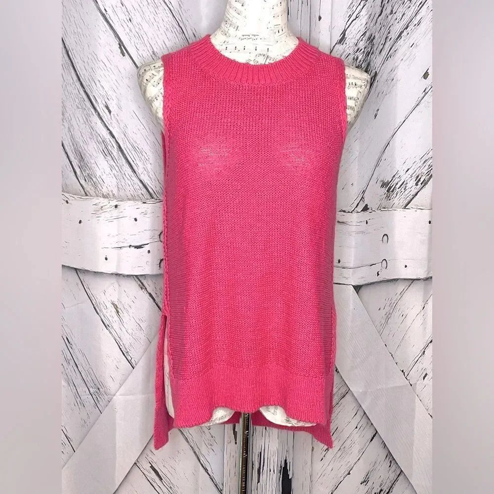 Tommy Bahama Linen Blend Sweater Sleeveless Top High/Low S